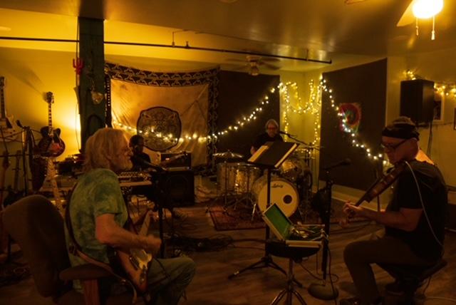 The Stone Cold Hippies practicing in the hippie lair